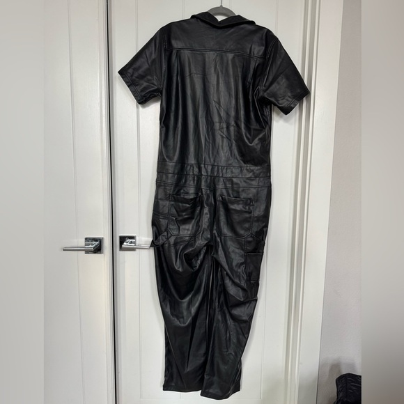 NWOT Wildfang Essential Coveralls, Black Vegan Leather, Large RARE HTF - Picture 6 of 13